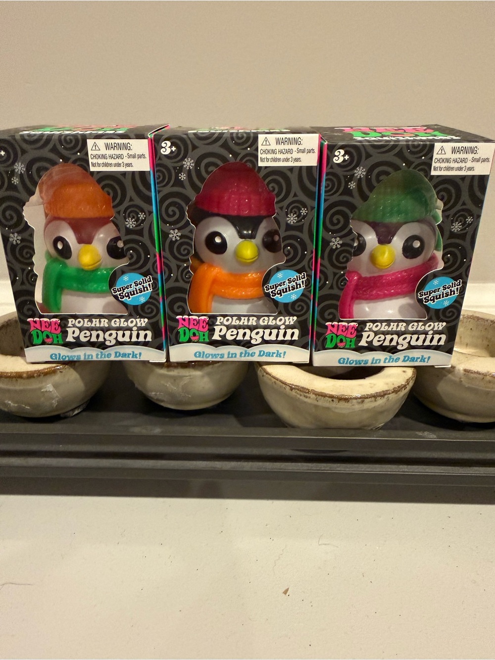 NWT Viral NeeDoh Polar Glow Penguin Squishy set Bundle of 3
